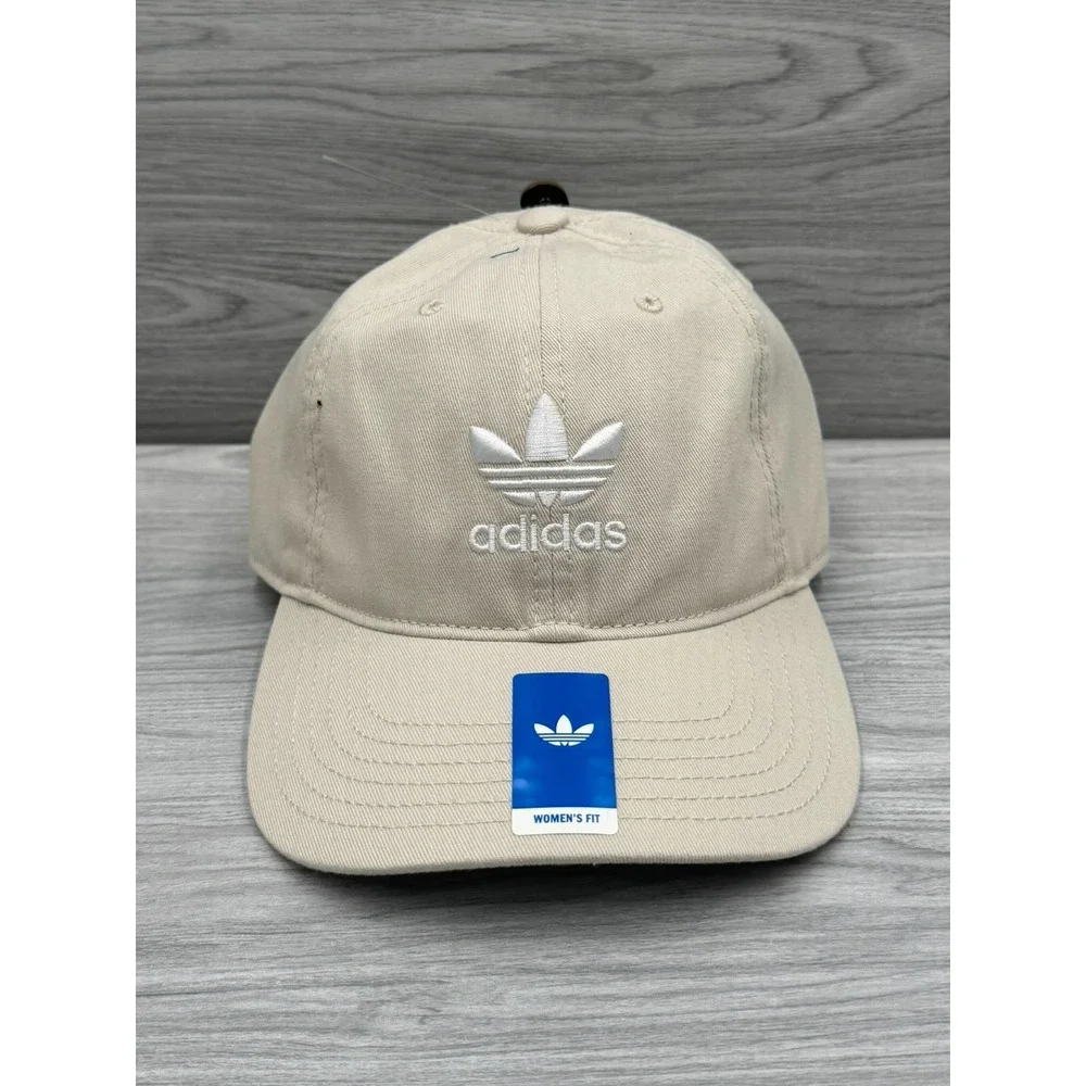 Womens Adidas Originals Relaxed StrapBack Trefoil Style Athletic Hat Khaki